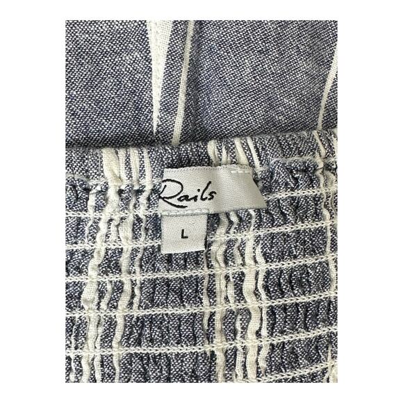 Rails Jumpsuit Women Large Kyra Seaport Stripe Blue Pockets Linen Wide Leg Beach - Picture 3 of 6